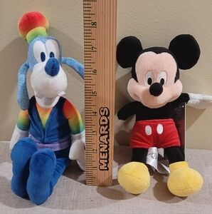 Colorful  Goofy Plush Dog and  Mickey Mouse Toy Set
